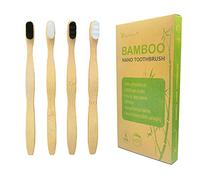 EasyHonor Cepillo de dientes extra suave, cepillo de dientes de bambú biodegradable con micro nano ultra suave 20.000 cerdas, sin BPA, natural, ecológico, paquete de 4 para adultos