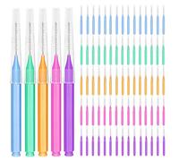 EasyHonor Cepillo de tirantes para limpiador interdental, palillo de dientes dental, cabezal de hilo dental para higiene bucal, herramienta de limpieza (5 colores, 75 piezas)