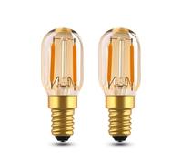 EASYIVY Bombilla LED E14 1W, Bombilla LED Vintage Ámbar T22 Mini Filamento Blanco Cálido 2200K, 10W-15W Equivalente Bombillas Tubular SES Luz de Noche Nevera Lampara de Sal, 2 Unidad