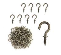 EASYKEENECOM 100 ganchos de tornillo pequeños, tornillos de gancho de 1/2 pulgadas, pequeños ganchos para atornillar, ganchos para madera, para colgar plantas, decoraciones