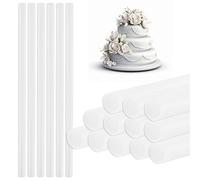 EASYKEENECOM 12 Piezas Varillas de Plástico Soporte para Tartas Reutilizable, Largo Pasadores Blanco Hacer Pastel Palito Tarta Pastel para Uso en Construcción y Apilamiento en Capas (30 cm)