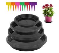 EASYKEENECOM 12 posavasos para macetas, posavasos redondos, de plástico, con etiqueta, posavasos para plantas, posavasos redondos, para plantas interiores y exteriores