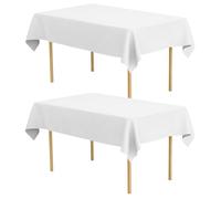 EASYKEENECOM 2 Piezas Mantel Rectangular de Poliéster, Tela Decorativa Lavable para Bodas, Fiestas, Banquetes, Restaurante (145 * 275 cm) (Blanco)