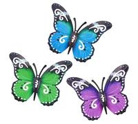 EASYKEENECOM 3 Piezas Mariposas de Metal Grandes para Exteriores Decoraciones de Jardín Arte de Pared de Mariposa de Metal para Exteriores Vallas Cobertizos Paredes, 27 x 22 cm (Azul, Verde y Morado)