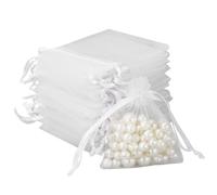 EASYKEENECOM 50Pcs Bolsas de Organza Blancas Transparentes, 7x9cm, Bolsitas de Organza, Bolsas de Regalo, Bolsas para Envoltura de Joyas y Dulces, Multiusos, Ideal para Boda, Navidad, Baby Shower