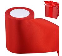 EASYKEENECOM Cinta de raso roja de 10 cm de ancho, 22 m, para varias ocasiones, decoración, boda, San Valentín, Navidad, Año Nuevo, regalo, poliéster, elegantemente brillante