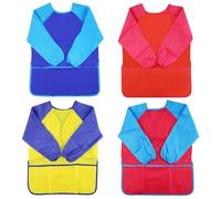 EASYKEENECOM Delantales Artificiales para Niños, Bata Artista de Manga Larga Impermeable con 3 Bolsillos para Niñas y Niños de 2 a 8 Años