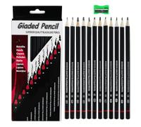 EASYKEENECOM Juego de lápices de dibujo de 12 piezas con sacapuntas, lápiz de dibujo de 2H a 8B, juego de lápices de grafito para artistas, dibujos, amantes de esbozar