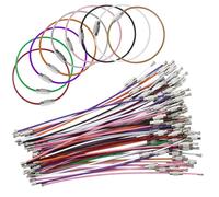 EASYKEENECOM Llavero de cuerda de alambre, 60 unidades, llaveros grandes, acero inoxidable, recubierto de nailon, llaveros multicolor para etiquetas de equipaje, linternas, identificadores de etiqueta