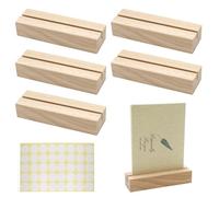 EASYKEENECOM Tarjetero de madera, 5 unidades, soporte para tarjetas de mesa con adhesivo de doble cara, soporte para tarjetas postales, soporte para fotos para bodas, restaurantes, banquetes y