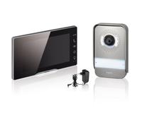 EASYKIT Plus, Kit Videoportero de 2 hilos, Monitor a Color de 7" con Espejo y Placa de calle Cámara Gran Angular, ampliable 1 o 2 unidades familiares, IP54-IK07, Acero inoxidable