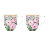 Easylife - Caja de 2 tazas de porcelana fina 35 CL Roses in Bloom