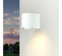 Easylight Aplique GU10, aplique de pared blanco, downlight exterior, semicircular, jardín, terraza, D:9,2 cm, IP44, impermeable, aplique de puerta, aplique de pared exterior