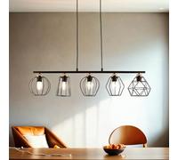 Easylight Lámpara colgante 5 llamas, lámpara colgante mesa comedor, lámpara cobre negro, L:97 cm, E27, lámpara salón, lámpara estilo industrial, lámpara colgante moderna