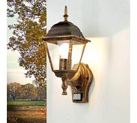 Easylight Lámpara de exterior con detector de movimiento, color negro, cobre, IP44 E27, iluminación de pared para exteriores