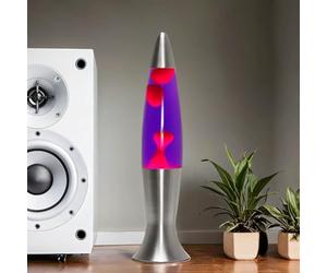 Easylight Lámpara de lava Angelina vintage con cera roja y líquido morado G9 incl. Lámpara de sobremesa de diseño retro de 40 cm ideal para el salón