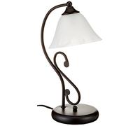 Easylight Lámpara de sobremesa ATHEN negra con pantalla de cristal A:38cm Pequeña lámpara de mesilla E14 estilo rústico diseño floral Dormitorio