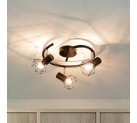 Easylight Lámpara de techo con 3 focos regulables de metal en negro 3x E14 compacto dormitorio salón cocina pasillo interior foco de luz de techo