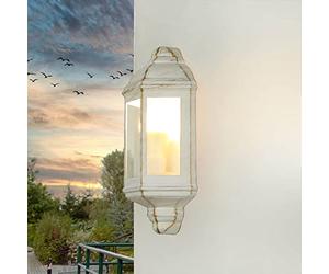 EASYLIGHT Lámpara exterior pared oro blanco antiguo, lámpara barco, aplique marítimo, D:9,5 cm, resistente a la intemperie, IP44, E27, balcón, terraza, rústico, aplique exterior