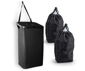 EASYmaxx Botellas de depósito de 80 l, incluye gancho para puerta y 2 bolsas de transporte extraíbles, para almacenamiento de botellas de vidrio y vacíos, para cocina y mucho más