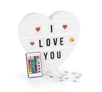 EASYmaxx Caja de luz LED para mensajes de texto personalizados | Mega Set con 150 emojis de colores y 173 letras, números y símbolos intercambiables [corazón]