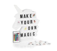 EASYmaxx Caja de luz LED para mensajes de texto personalizados | MegaSet con 150 emojis de colores y 173 letras, números y símbolos intercambiables [unicornio]