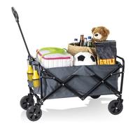 EASYmaxx Carro Plegable | Neumáticos Plegables de 360° para hasta 80 kg de Capacidad de Carga | Adecuado para Camping, jardín, excursiones | Carro de Transporte Compacto con Soporte para Bebidas +
