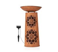 EASYmaxx Columna Decorativa con diseño de Mandala | con iluminación Solar LED + Maceta extraíble en Aspecto Oxidado, Adecuado para Interior y Exterior, para el jardín, balcón, terraza, etc.