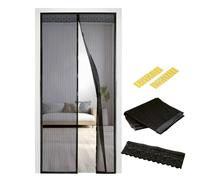 EASYmaxx Cortina de puerta 90 x 210 cm "Magic Click" | Para proteger contra las moscas y otros insectos | Práctico cierre magnético, fácil montaje adhesivo [negra]