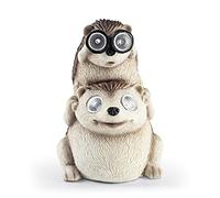 EASYmaxx Erizo solar LED con prismáticos, inalámbrico con sensor de luz diurna automático, robusto fabricado en piedra artificial, decorativo para jardín, balcón, 8 horas de duración de la iluminación