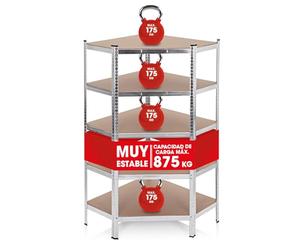 EASYmaxx estante esquinero resistente 180x90x40 cm | 875 kg de capacidad de carga, 175 kg por nivel | Estante y banco de trabajo | Estante de bodega Estante de almacenamiento con 5 estantes ajustables