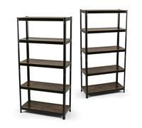 EASYmaxx Estantería de pie de diseño industrial, juego de 2 unidades, 180 x 90 x 40 cm, con capacidad de carga de 875 kg, estantería de almacenamiento, 175 kg, 5 estantes ajustables para más orden en