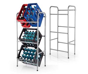 EASYmaxx Estantería para Cajas de Bebidas de Metal para 3 Cajas, Juego de 2 | Ahorro de Espacio, Almacenamiento práctico y organizado en 3 Pisos | Estantería para Cajas para ordenar y Espacio en su