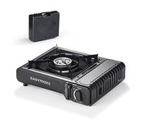 EASYmaxx, Estufa de gas portátil, compacta con estuche de transporte, estufa de exterior de ajuste continuo con encendido piezoeléctrico automático, ideal para el camping
