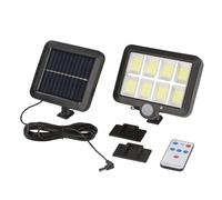 EASYmaxx Foco solar LED con detector de movimiento, con sensor crepuscular y panel solar separado para colocar en la pared de la casa, en el garaje, etc. Incluye mando a distancia