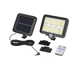 EASYmaxx Foco solar LED con detector de movimiento, con sensor crepuscular y panel solar separado para colocar en la pared de la casa, en el garaje, etc. Incluye mando a distancia