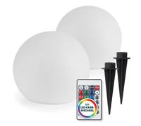 EASYmaxx Juego de 2 Lámparas Solares 20cm Bola Iluminación LED Jardín Piscina...