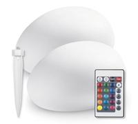 EASYmaxx Juego de 2 lámparas solares LED con cambio de color, lámpara decorativa para jardín con iluminación LED, hermosos efectos de luz con sensor de luz diurna para interior y exterior, resistente
