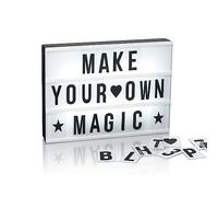 EASYmaxx Juego de Caja de luz LED | Incluye 173 Letras y símbolos Intercambiables | Funciona opcionalmente con Pilas o Mediante conexión USB [Formato A4]