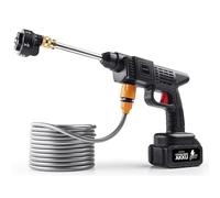 EASYmaxx Limpiador de alta presión inalámbrico y portátil, con extensión y manguera de presión, limpiador a presión portátil, incluye 3 boquillas, funciona con batería para jardín, coche y terraza