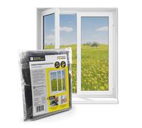 EASYmaxx Mosquitera para ventanas con cierre de velcro | Mosquitera recortable hasta 150x180cm | Fácil instalación de la mosquitera - sin taladrar ni atornillar, Cinta de velcro autoadhesiva Negro