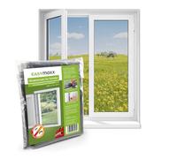 EASYmaxx Mosquitera para ventanas con cierre de velcro | Mosquitera recortable hasta 110x130cm | Fácil instalación de la mosquitera - sin taladrar ni atornillar, Cinta de velcro autoadhesiva Negro
