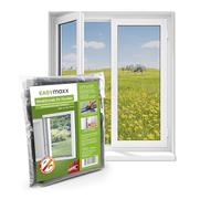 EASYmaxx Mosquitera para ventanas con cierre de velcro | Mosquitera recortable hasta 150x130cm | Fácil instalación de la mosquitera - sin taladrar ni atornillar | Cinta de velcro autoadhesiva [Negro]