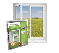 EASYmaxx Mosquitera para ventanas con cierre de velcro | Mosquitera recortable hasta 150x180cm | Fácil instalación de la mosquitera - sin taladrar ni atornillar, Cinta de velcro autoadhesiva Negro