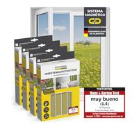 EASYmaxx Mosquitera para Ventanas con Magic Click | Cortada Individualmente a Medida para Todas Las Ventanas de hasta 110x130 cm | Fácil instalación con 12 imanes - sin taladrar ni atornillar 4 Piezas