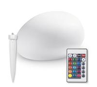 EASYmaxx Piedra decorativa solar con cambio de color | Moderna lámpara de jardín exterior con mando a distancia | Lámpara solar esférica para interiores y exteriores | Resistente al agua según IP67