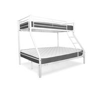 EASYMOBEL Litera Matrimonio AS121 - Estructura Metálica, 2 Colchones, 135x190 y 90x190 cm (Blanco)