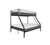 EASYMOBEL Litera Matrimonio AS121 - Estructura Metálica, 2 Colchones, 135x190 y 90x190 cm (Negro)