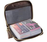 Easyoulife Tarjetero de piel con cremallera para mujer, con bloqueo RFID, Café, M, Cartera Rfid