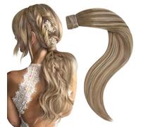 Easyouth Balayage Extensiones Cola Pelo Natural Castaño a Rubio Ombre Ponytail Extensiones Cabello Humano Extensiones Coleta Pelo Natural Wrap Around 35cm 70g